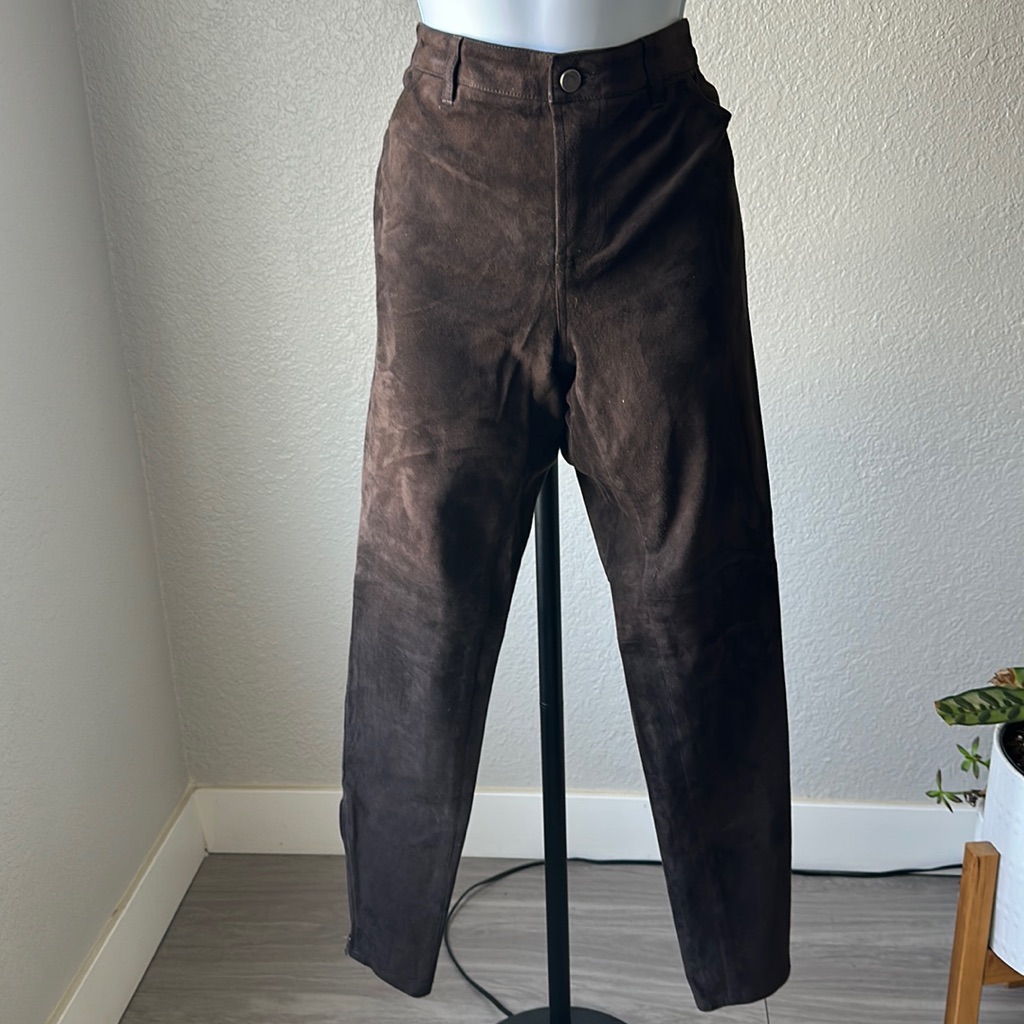 Rebecca Minkoff Brown Lamb Leather Suede Pants 4
